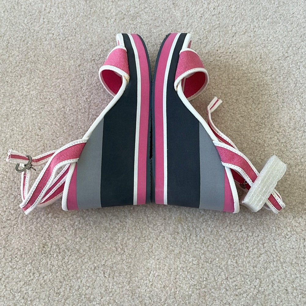 Arizona Shitaki Pink/Gray Wedge Heel Criss Cross Around Ankle Sandals 8 NIB. Y2K - Picture 4 of 9